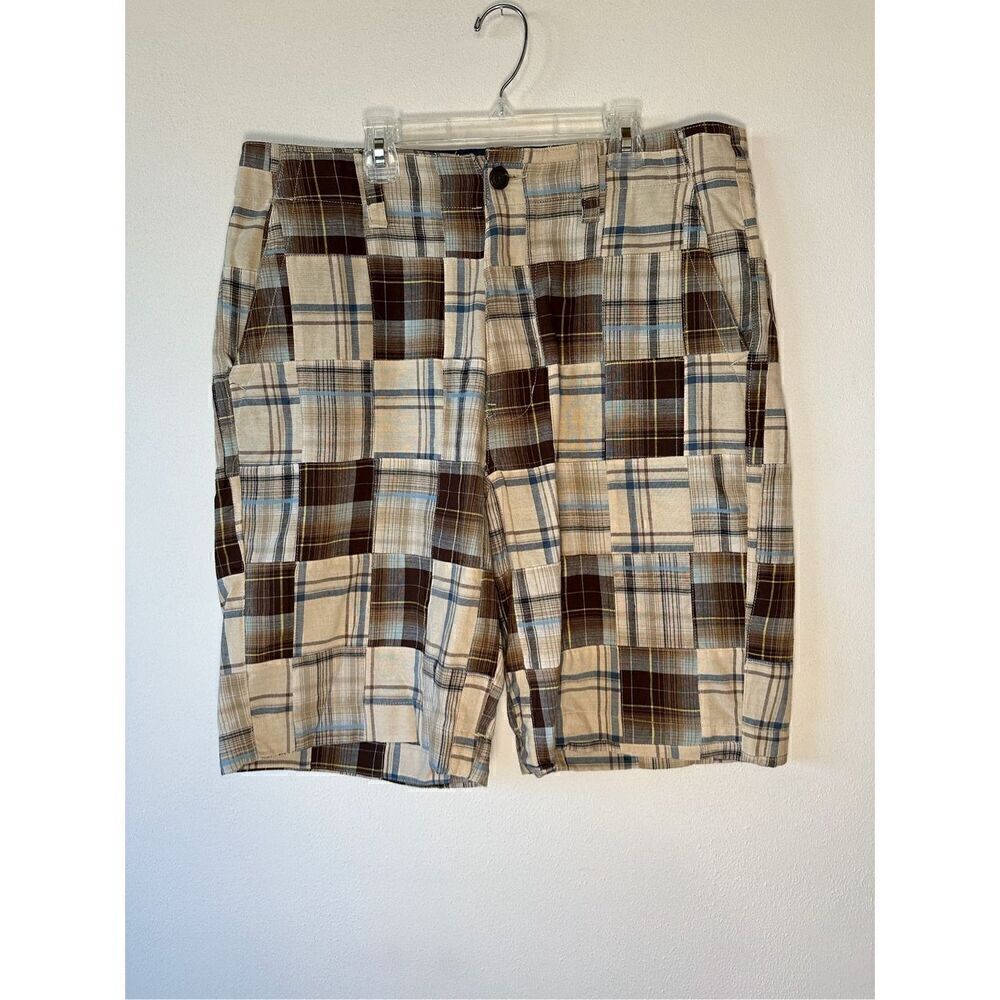 U.S. Vintage men’s cotton brown plaid shorts size Large #29-1208